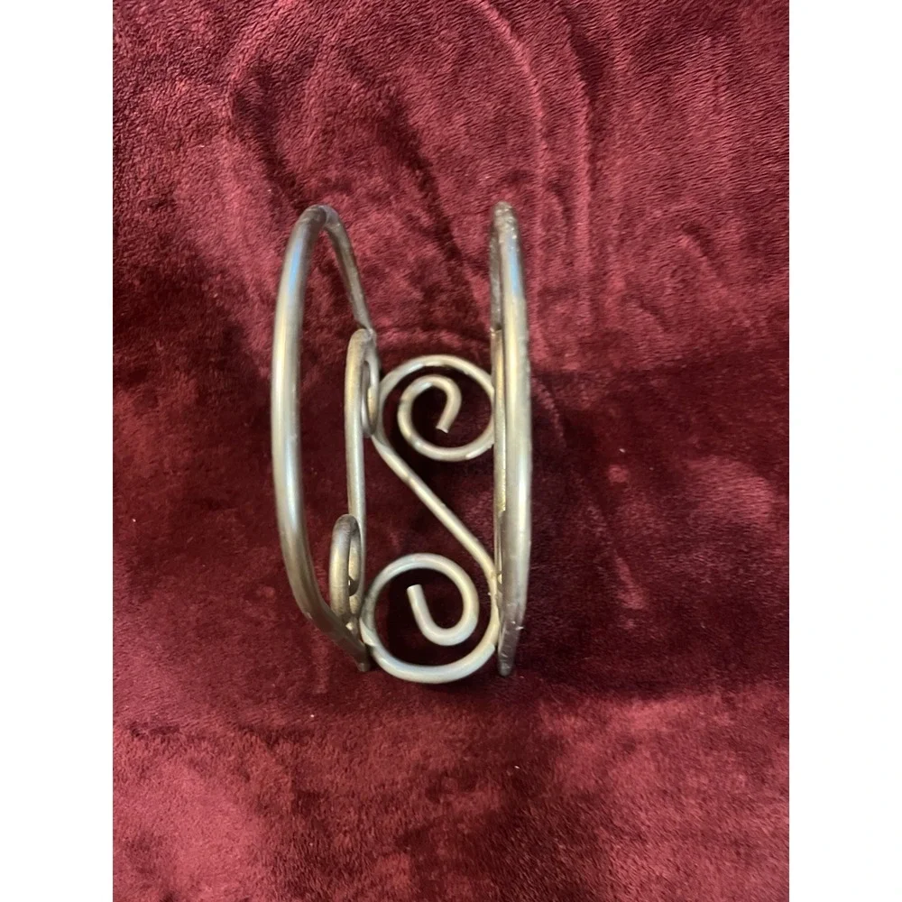 Heavy Metal Napkin Holder - 6in x 5in - Silverish Swirl‎ Design (1879)